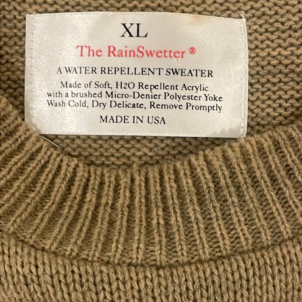 The RainSwetter outdoor tan sweater size XL mens - Picture 5 of 9